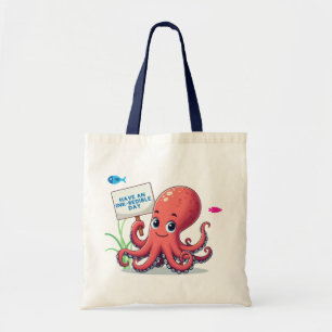 Tote Bag Cute, poulpe caricaturale avec poisson