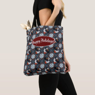 Tote Bag Cute Puffin Birds Motif d'hiver