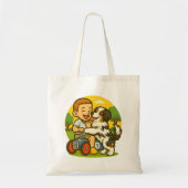 Tote Bag Cute Puppy and Kid Playtime (Devant)