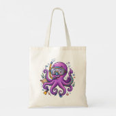 Tote Bag Cute Purple Octopus Treasure Hunter (Dos)