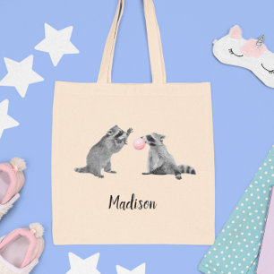 Tote Bag Cute Raccoon avec gomme à bulles Personnalisé
