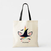 Tote Bag Cute Rainbow Halloween Unicorn Nom personnalisé (Dos)