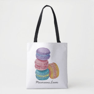 Tote Bag Cute Rainbow Macaroons In Watercolor