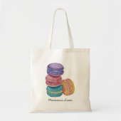 Tote Bag Cute Rainbow Macaroons In Watercolor (Devant)