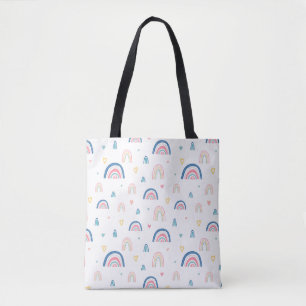 Tote Bag Cute Rainbows & Hearts Motif