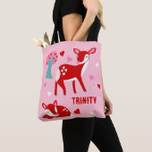 Tote Bag Cute Red Deer Valentine's Day Personnalisé (De près)