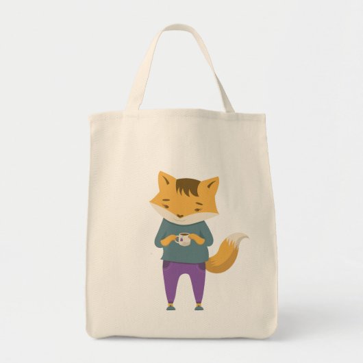 Tote Bag Cute renard avec tasse de thé (Devant)