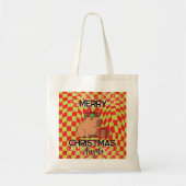 Tote Bag Cute Retro Capybara Merry Christmas Name (Devant)