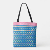 Tote Bag Cute Retro Motif de fraise Bleu Personnalisé (Dos)
