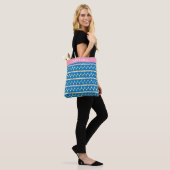 Tote Bag Cute Retro Motif de fraise Bleu Personnalisé (Sur le modèle)