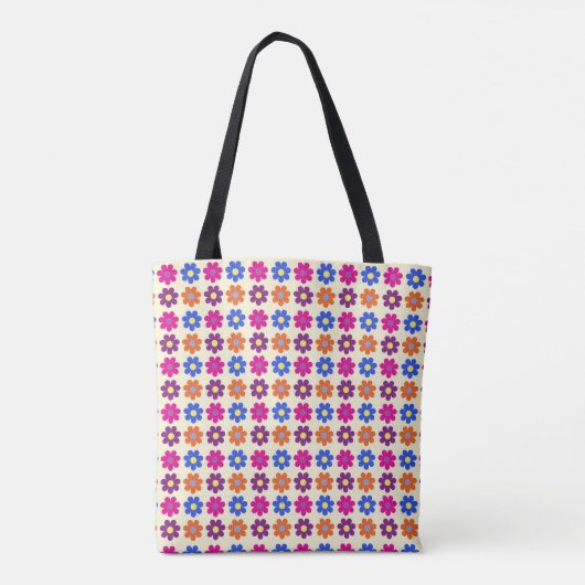 Tote Bag Cute Retro Penny Flower Pattern (Dos)