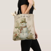 Tote Bag Cute Retro Vintage Snowman (De près)