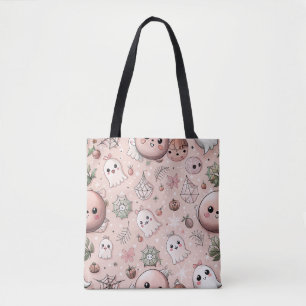 Tote Bag Cute rose Fantôme & Pastel Halloween sans couture