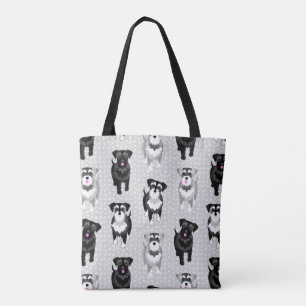 Tote Bag Cute Schnauzers Motif rétro