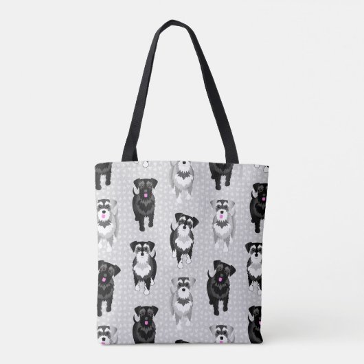 Tote Bag Cute Schnauzers Motif rétro (Dos)
