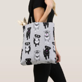 Tote Bag Cute Schnauzers Motif rétro (De près)