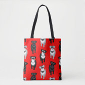 Tote Bag Cute Schnauzers Motif rouge (Devant)