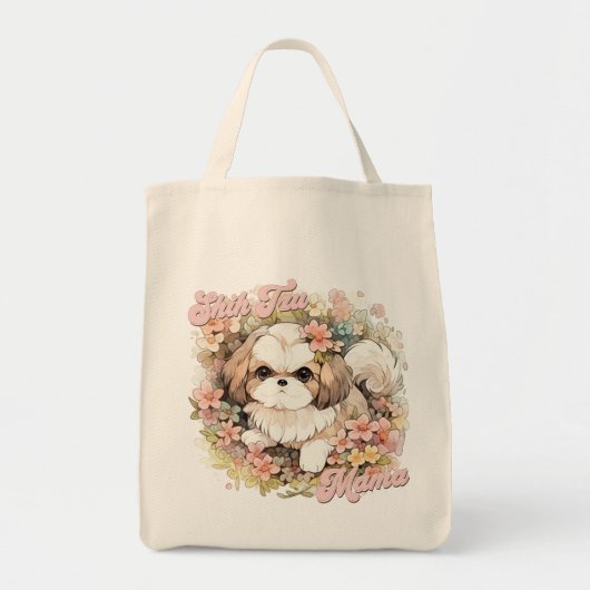 Tote Bag Cute Shih Tzu Mama Amoureux des chiens Funny Retro (Devant)