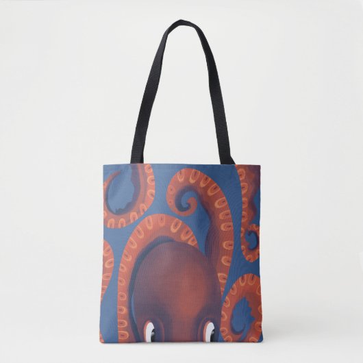Tote Bag Cute Shy Orange Peeking Octopus Sea Life (Devant)