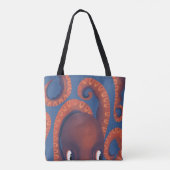 Tote Bag Cute Shy Orange Peeking Octopus Sea Life (Dos)