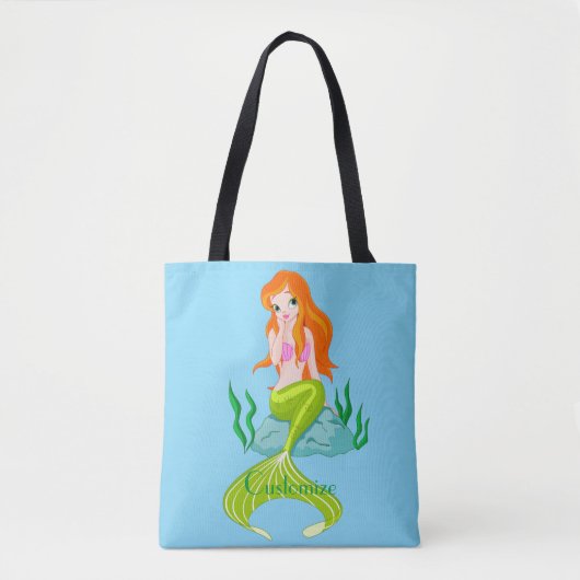 Tote Bag Cute Sirène Redhead Thunder_Cove (Devant)