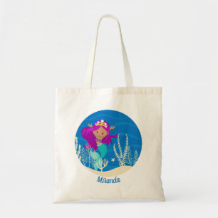 Tote Bag Cute Sirène sous l'océan Océan Girl Monogramme Poo