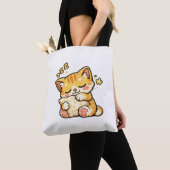 Tote Bag Cute Sleepy Cat Pillow (De près)