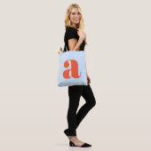 Tote Bag Cute Soft Blue Orange Monogram Retro Lettering (Sur le modèle)