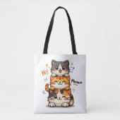 Tote Bag Cute Stack Cats Hi Meow (Devant)