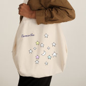 Tote Bag Cute Stars Moon Nom personnalisé Kawaii
