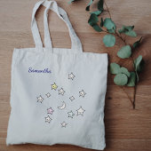 Tote Bag Cute Stars Moon Nom personnalisé Kawaii