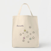 Tote Bag Cute Stars Moon Nom personnalisé Kawaii (Devant)
