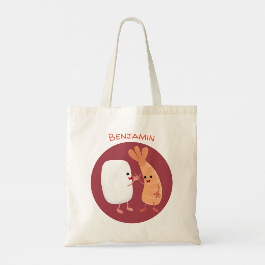 Tote Bag Cute sushi riz crevettes amis dessin animé (Dos)