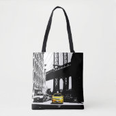 Tote Bag Cute Taxi jaune Nyc New York City Brooklyn Noir (Devant)