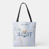 Tote Bag Cute Teddy Bear Bleu Floral Belle (Dos)