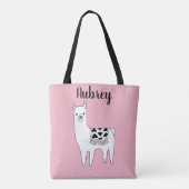 Tote Bag Cute tendance Llama Croquis & Nom (Dos)