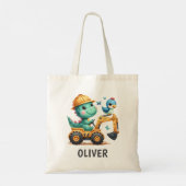 Tote Bag Cute Trex Dinosaur conduisant un véhicule de const (Dos)