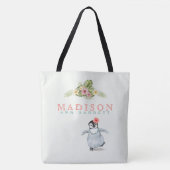 Tote Bag Cute Tropical Penguin Rose Ajouter un nom Baby (Devant)