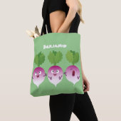 Tote Bag Cute turnip légumes trio chanter dessin animé (De près)