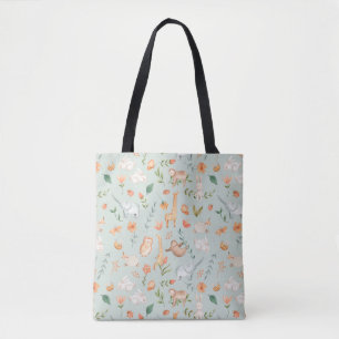 Tote Bag Cute Turquoise bébé animal Pastel Motif
