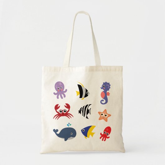 Tote Bag Cute Under the Sea - Sea Creatures (Devant)