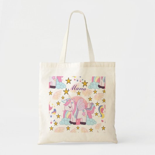 Tote Bag Cute Unicorn Arc en Ciel Magique Personnalisé (Devant)