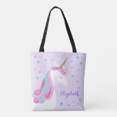 Tote Bag Cute Unicorn Étoiles Parties scintillant violet (Dos)