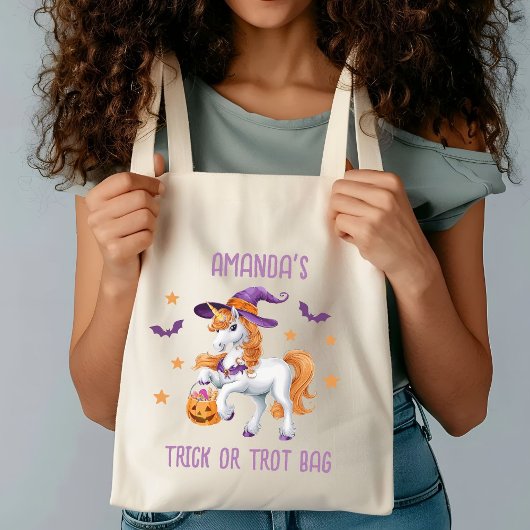 Tote Bag Cute Unicorn Horse Trick ou traitement personnalis
