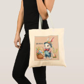 Tote Bag Cute unisex lapin de Pâques ajouter nom chasse aux (Devant (produit))