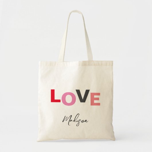 Tote Bag Cute Valentines Day Love Typographie Personnalisée (Devant)