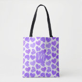 Tote Bag Cute violet Doodled Heart Saint Valentin Monogramm (Devant)