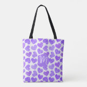 Tote Bag Cute violet Doodled Heart Saint Valentin Monogramm (Dos)