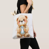 Tote Bag Cute Watercolor Baby Teddy Bear Illustration  (De près)