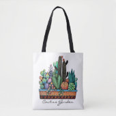 Tote Bag Cute Watercolor Cactus Garden (Devant)
